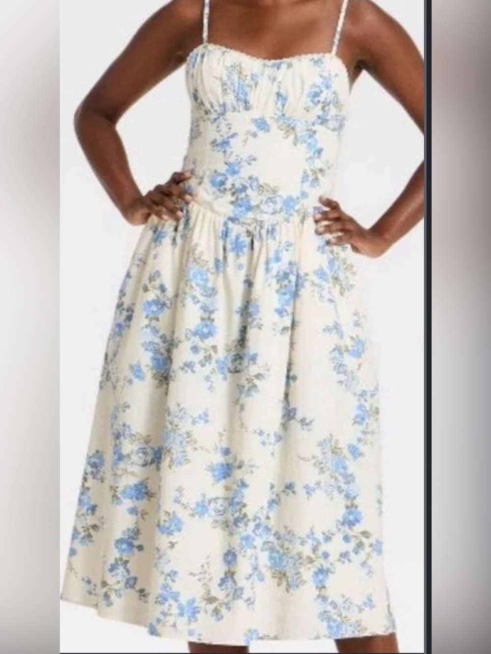 A New Day Women’s Corset Midi Blue Floral Dress